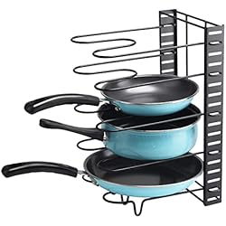Porta Sartenes Estante organizador expandible de 5 sartenes, organizadores de armarios, despensa, tapa de utensilios para hornear, organizador de almacenamiento de gabinetes de cocina a prueba de herrumbre