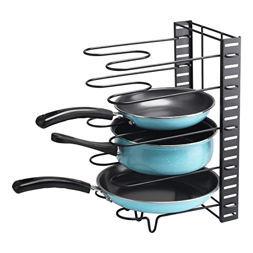 Estante organizador expandible de 5 sartenes, organizadores de armarios, despensa, tapa de utensilios para hornear, organizador de almacenamiento de gabinetes de cocina a prueba de herrumbre