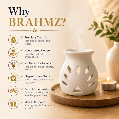Image of Brahmz Candle Diffuser Set of 3 | Ceramic Aroma Oil Burner with Tealight | Home Fragrance Essential Oil Diffuser for Aromatherapy, Meditation & Gifting