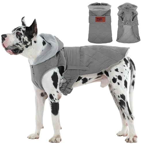 FUAMEY Dog Winter Coat Small, Thermal Dogs Jackets with Harness Hole, Waterproof Cold Weather Snowsuit Plush-Lined, Warm Winter Pups Outfits Adjustabl