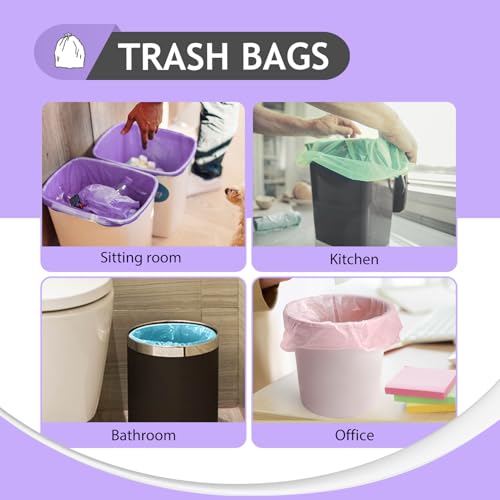 Image of 8 Gallon 80 Counts Colorful Clear Medium Trash Bags,Fit 7,8,9,10 Gal Garbage Bags by Teivio, 30 Liter Thick Bathroom Can Bin Liners,Plastic Bags for Home Office Kitchen, Multicolor