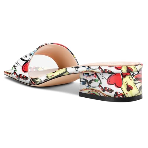 Image of TNYNFBEB Womens Chunky Block Low Heel Open Square Toe Sandals Mules Shoes Slip-on Prom Party Dress Patent Leather 1.4 Inches Heels