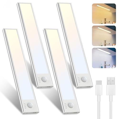 libtit 23CM LED Under Cabinet Kitchen Lights, USB Rechargeable, Dimmable, 4 Pack