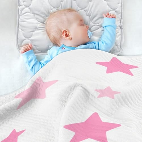 Custom Pink Star Baby Swaddle Blanket Breathable Personalized Logo Monogrammed Blankets for Nursery Stroller Crib 30x40in mantitas para Bebes recien nacidos4