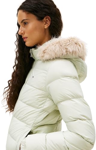 Tommy Jeans Damen Pufferjacke Basic Hooded Down Jacket mit Kapuze, Grün (Misty Sage), S – Ansicht 3