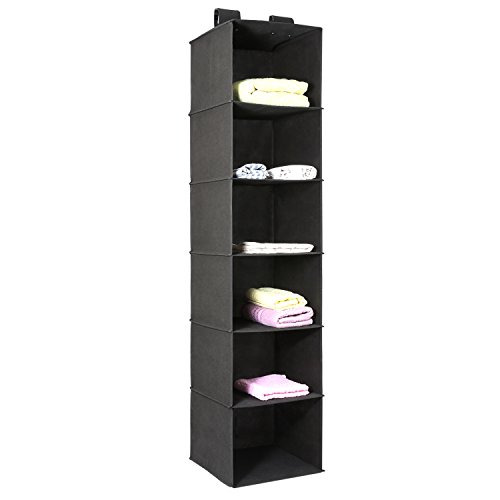 Magicfly Hanging Closet Organizer, 6-Shelf Hanging Clothes Storage Box Collapsible Accessory Shelves Hanging