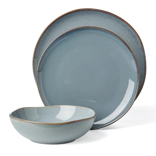 Image of Oneida 897199 Organic Shades 12-Piece Dinnerware Set, Slate Blue