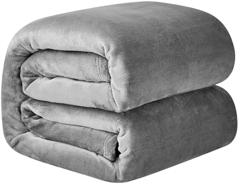 （12:00時点） Hansleep 毛布 シングル ブランケット 冬用 130x165cm グレー マイクロファイバー 柔らかく肌触り フランネル 洗える 静電防止 四季適用 (130x165,グレー)