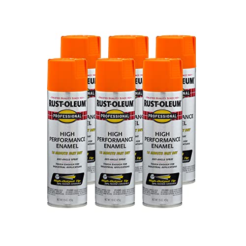 Image of Rust-Oleum 7555838-6PK Professional High Performance Enamel Spray Paint, 15 oz, Gloss Safety Orange, 6 Pack