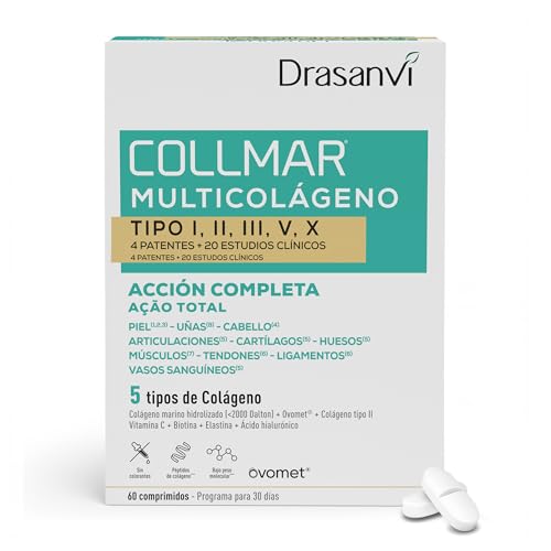 Multi Colágeno Complex Hidrolizado Marino con Ácido Hialurónico, Vitamina C, Biotina y Magnesio | Colágeno Tipos I, II, III, V y X | 60 Comprimidos para Piel, Cabello y Articulaciones