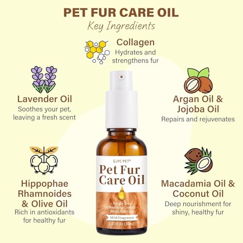 Haustierfellpflegeöl für Hunde & Katzen – Verfilzungsentferner für glänzendes, seidiges Fell, mit Kollagen & natürlichen Ölen, Leave-in-Formel, 30 ml