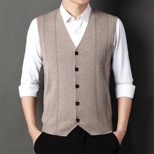 Men's Fashion Sleeveless Knit Vest Casual Button Cardigan Street Style Waistcoat2