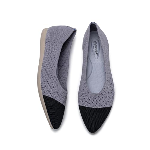 Women's Flats Comfortable Dress Shoes Pointed Toe Slip On Knit Shoes Ballet Flats
