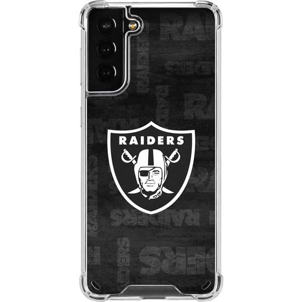 Skinit Clear Phone Case Compatible with Galaxy S21 Plus 5G - Officially Licensed NFL Las Vegas Raiders Black & White Design