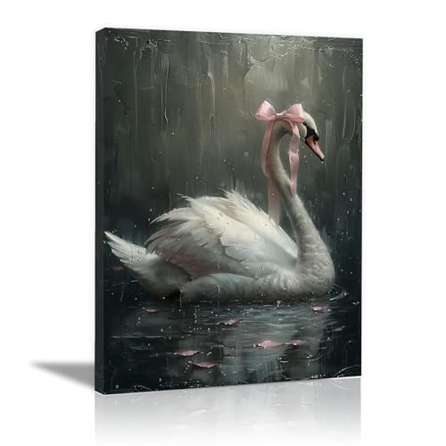 Impression sur toile pink swan tableau encadré haute définition premium