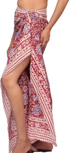 Hand Block Printed Cotton Sarong for Women – Beach Wrap, Scarf, Swimwear Cover-Up, Pareo | Lightweight Summer Gift for Her2