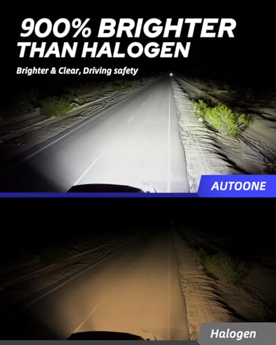 Image of AUTOONE 9005 HB3 LED Bulb, 900% Brightness, 6000K, Fanless 99% Compatibility, Longer Lifespan, IP68, Quick Installation, Pack of 2