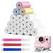 Furuising 15 Rolls Thermal Printer Paper for Instant Print Camera, 12 White and 3 Colourful Camera Paper Roll, 57 X 25mm Mini Printer Paper with 3 Colour Pens for Instant Digital Camera