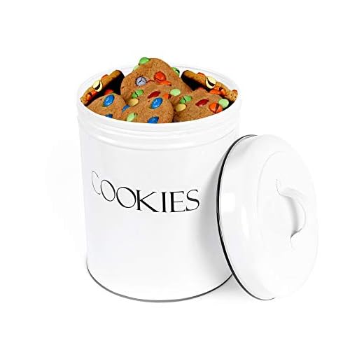 Vintage Cookie Jar with Airtight Lid, Cute Cookie Container, Decorative Kitchen Food Storage Holder for Cookies, Biscuits, and Baked Treats, White
