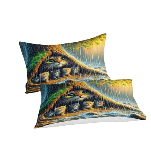 Ensemble de lit imprimé 3D cabane 140x200cm en microfibre douce avec taies