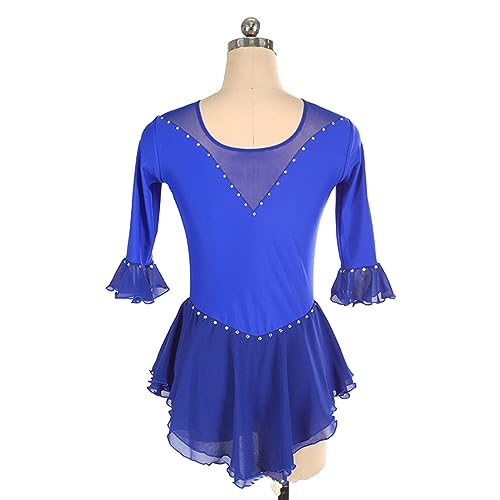 Vestido de Patinação Artística, Simples Malha de Strass Mangas Curtas Competição de Patinação Artíst