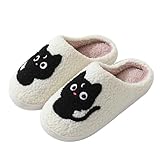 Zapatillas de gato para mujer, pantuflas de felpa, cálidas, divertidas, zapatillas de cabaña de invierno, pantuflas forradas, pantuflas de casa, pantuflas de espuma viscoelástica, zapatillas, animales
