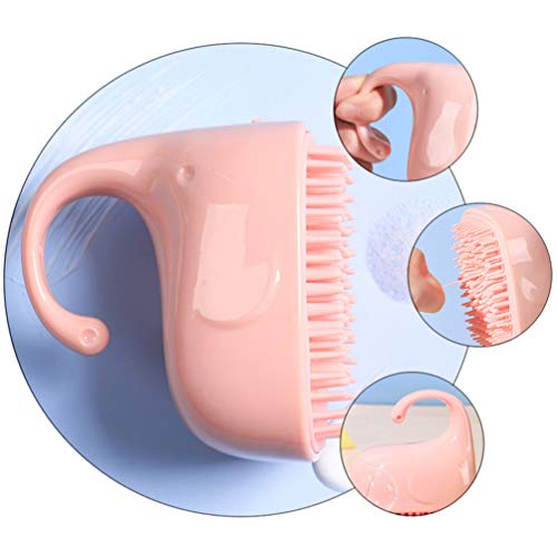 TOYANDONA Escova de shampoo portátil de silicone para bebês, esfregão de couro cabeludo com alça, la