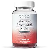 Best Nest Wellness Mama Bird Gummy Prenatal Vitamins, Methylfolate (Folic Acid), Vegan, 2 Gummies per Serving, for Eye and Brain Development, Strawberry Flavor, 60 Ct