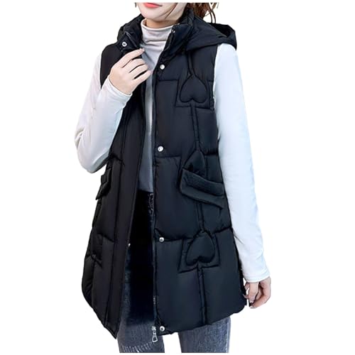 Puffer Vest Women Winter Warm Hood Zip Sleeveless Quilted Jackets Lightweight Casual Outdoor Ladies Coats with Pocket3