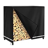 4FT Firewood Rack Cover Waterproof, Fire Wood Storage Holder Covers 600D Heavy Duty Oxford Fabric Fi