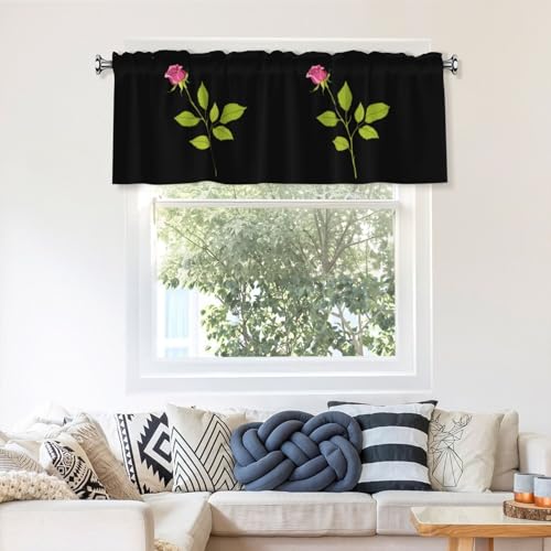Cortina Valance 54x18 pulgadas con estampado de rosas miniatura 7
