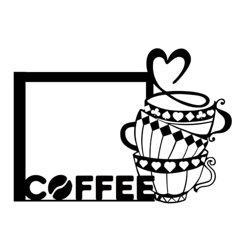 WOPARTY Metal Coffee Sign Wall Decor, Black Silhouette, Modern Style,