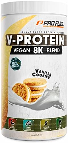 Vegan Protein – VANILLE - V-Protein 8K Blend - unglaublich lecker & cremig - mit Protein aus Sonnenblume, Reis, Erbse, Hanf, Kürbis uvm. - pflanzliches Proteinpulver mit 80% Eiweiß
