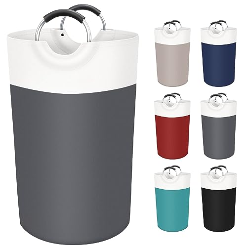 Image of BlissTotes Laundry Basket, Laundry Hamper, Collapsible Laundry Baskets, Dirty Clothes Hamper, Waterproof Laundry Basket with Foam Protected Aluminum Handles for College Dorm, Family 90L (Gray) | Collapsible Dirty Clothes Hamper, Foldable Laundry Bag for Dorm, Waterproof Fabric, Padded Aluminum Handles