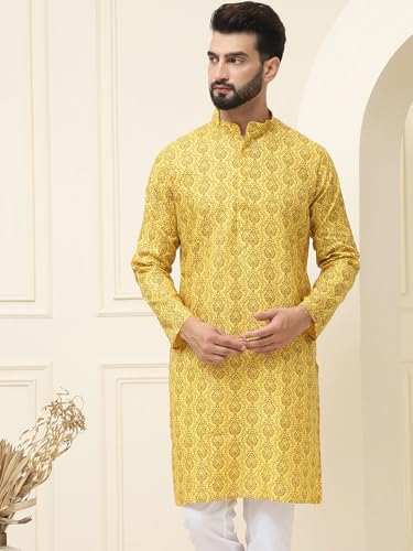 Image of SOJANYA (Since 1958 Men's Silk Blend Kurta with Multi Color Embroidery