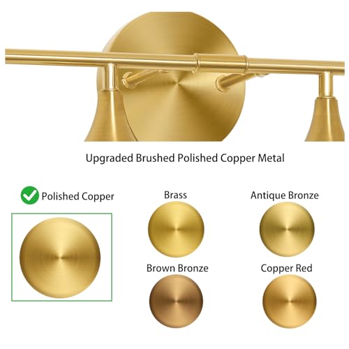 Image of Daunton Modern Brushed Gold Bathroom Vanity Light - Energy Efficient G9 Base Bathroom Lighting Fixtures Over Mirror, Anti-Glare 26 Inch Soft Illumination for Makeup & Shaving, Stylish and Affordable