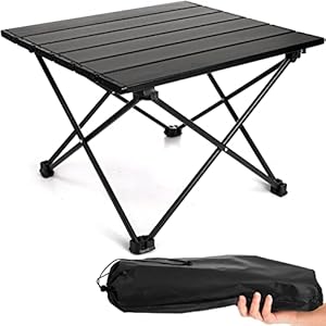 SOUJOY Camping Side Table, Portable Folding Beach Table, Small Aluminum Picnic Backpacking Table for Outdoor Cooking, BBQ, Hiking, Boat, Travel, 15.5”L x 13.8”W x 11.4”H