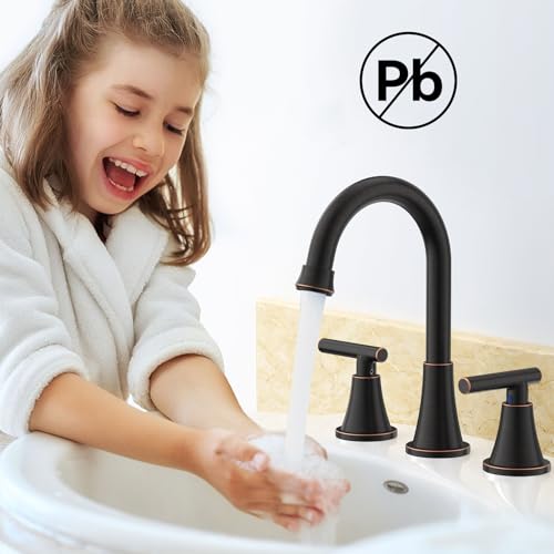 Image of Bathroom Faucet 3 Hole, ORB Faucets with Pop-up Drain and Supply Lines