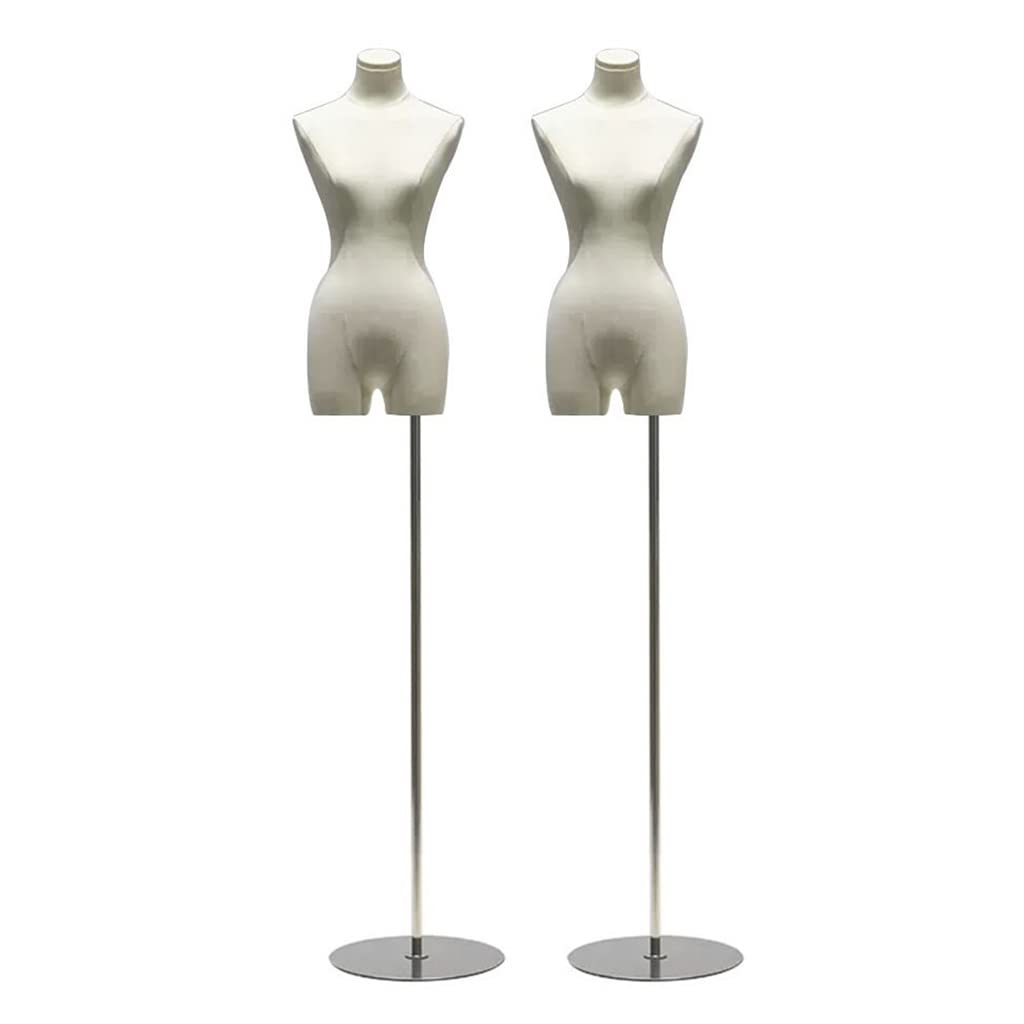 Générique Lot de 2 mannequins de Couture Femme réglables, Hauteur 140 à 219 cm, avec Bras et tête Amovible, idéal pour la présentation de Robes et de Bijoux, Taille S/S