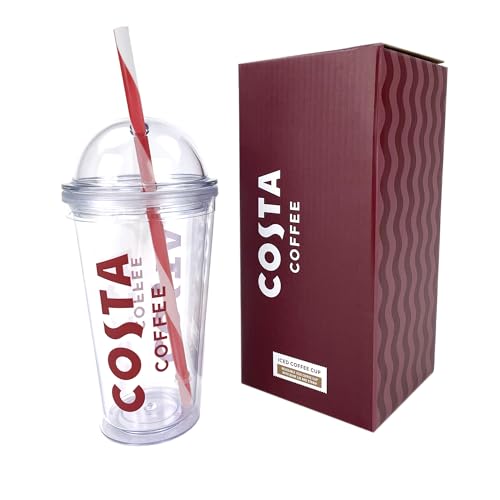 Kimm & Miller Costa Coffee Iced Coffee Cup Gift Set - Reusable Cup with Straw and Lid - Official Costa Gifts for Coffee Lovers