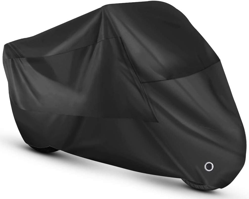 Roctee Outdoor Indoor Motorcycle Cover Waterproof, Dust Resistant, Anti UV, Rain Sun Wind Proof Motorbike Scooter Motor Cycle Cover, 104.3”(L) * 41.3”(W) * 49.2”(H) for XXL Size (Black)