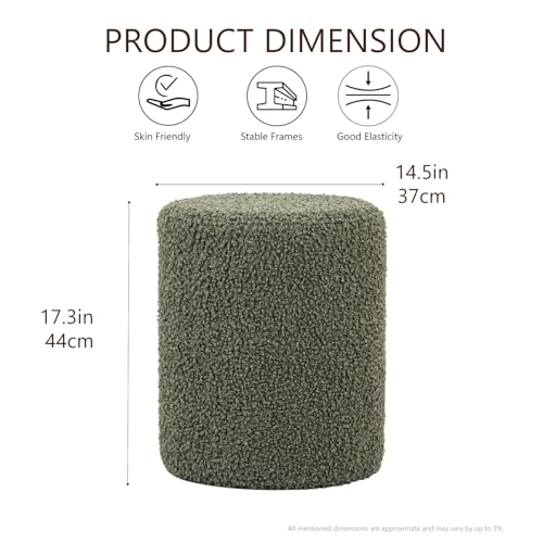 Get Set Style Modern Round Ottoman with Soft Padded Seat, Multifunctional Vanity Stool for Makeup, Upholstered Footrest Stool Ottoman Foot Stool for Living Room, Bedroom by Get Set Style - Used condition - Image 3