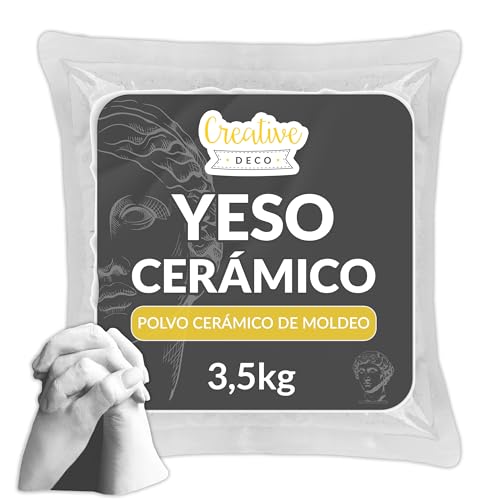Creative DECO Yeso Cerámico en Polvo Blanco | 3,5 kg | Masa de Moldeo | Yeso para Modelar | Inodoro Manualidades Artesanía Modelado Decoración Bricolaje Escultura