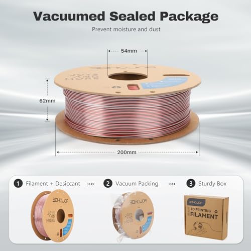 Image of 3DHoJor Silk PLA Filament 1.75mm Gold Silver Copper Triple Color PLA 3D Printer Filament 3 in 1 Coextrusion 1KG Spool(2.2lbs) 3D Printing Filament Dimensional Accuracy + /- 0.03mm