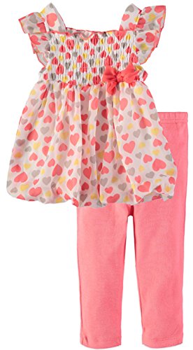 Bon Bebe Baby Girls' 2 Piece Chiffon Dress Set with Capri Short, Red Ladybug, 12 Months