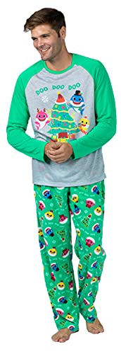 Prestigez Baby Shark Men's 2 Piece Christmas Pajama Set Daddy Shark Sleepwear2