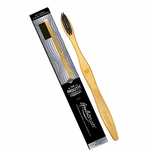 Image of Bamboo Manual Toothbrush For Adults & Kids, Flat Handle Gentlebrush With Bpa Free Charcoal Activated Soft Bristles, Biodegradable, Anti-Bacterial & Eco-Friendly (Pack Of 1)
