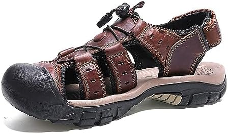 LazyWalk Men’s Leather Closed Toe Sandals N893