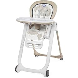 Trona Chicco Polly 3 En 1 Chicco Polly Progres5 Trona Evolutiva para Bebés 0 Meses - 3 Años (15 kg), Convertible y Compacta con 4 Ruedas, Ajustable y Transformable en Hamaca y Elevador de Silla, Color Beige (Clouds)
