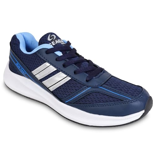 Seaga Men Running Sports Shoe, Super Soft, Breathable, Casual Sneaker Shoes for Men, Anti Skid, Cushioned Insole Running Shoes (Navy::Silver, 7Uk)